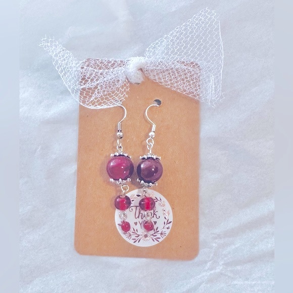 Soul Embellishment’s Crafted 3-Tier Red-Carnelian Gems Fine Stamped 925s Earring - Picture 2 of 15